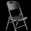Foldable Mighty National Public Chair in black, designed for conferences, event centers, and indoor venues.