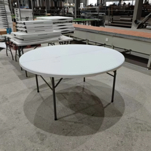 Foldable round table for indoor café settings – white finish
