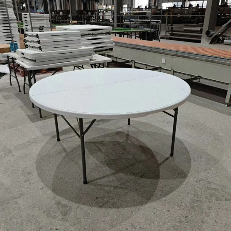 Foldable round table for indoor café settings – white finish